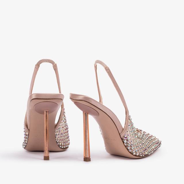 Le Silla Slingback gioiello rete nude skin Vendita calda