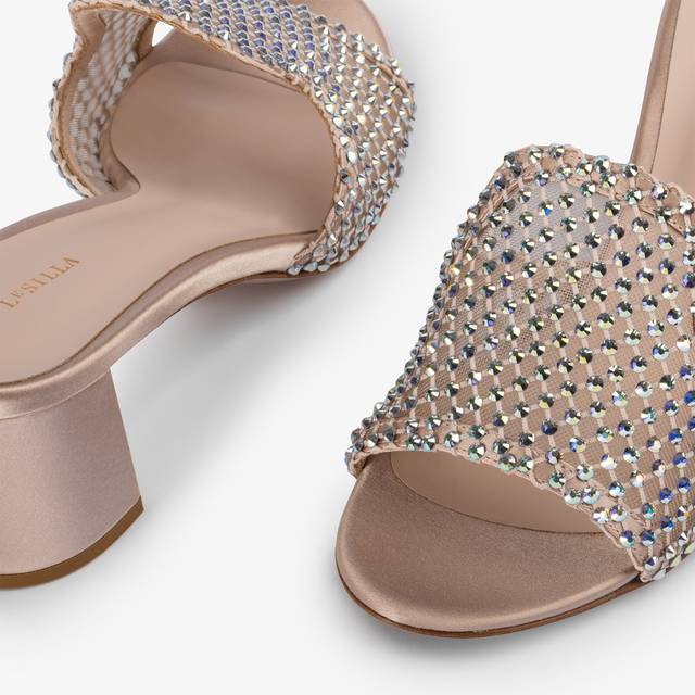 Le Silla Sandalo mule gioiello rete nude skin con Cristalli Offerta migliore