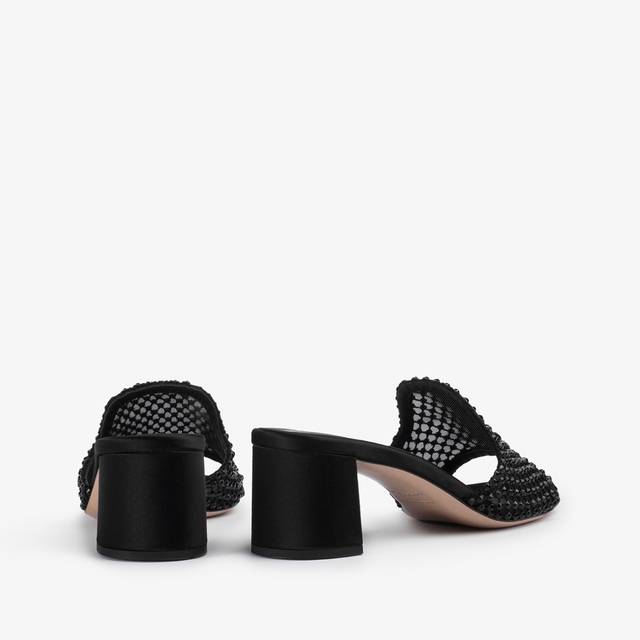 Le Silla Sandalo mule gioiello rete nero jet con Cristalli Latest fashion