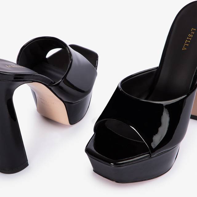 Le Silla Sandalo con plateau vernice nero Sconti VIP