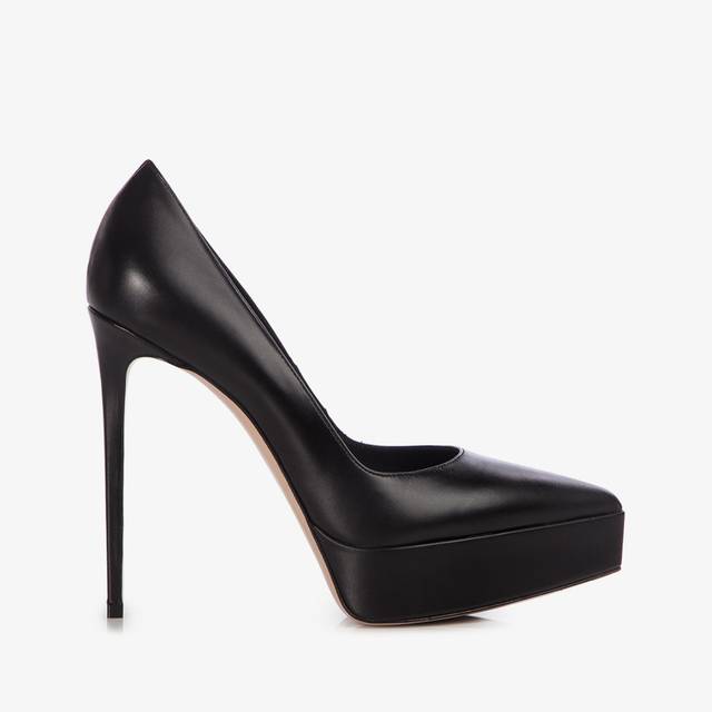 Le Silla Décolleté con plateau pelle nera Prezzo basso