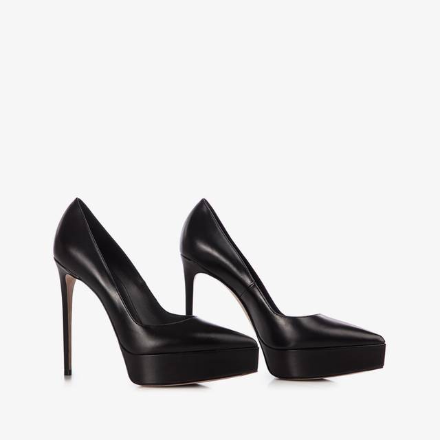 Le Silla Décolleté con plateau pelle nera Prezzo basso