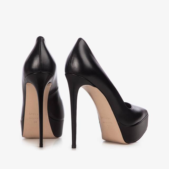 Le Silla Décolleté con plateau pelle nera Prezzo basso