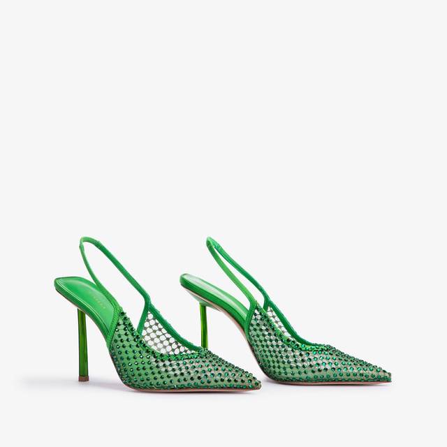 Le Silla Slingback gioiello rete verde emerald Promozione temporanea