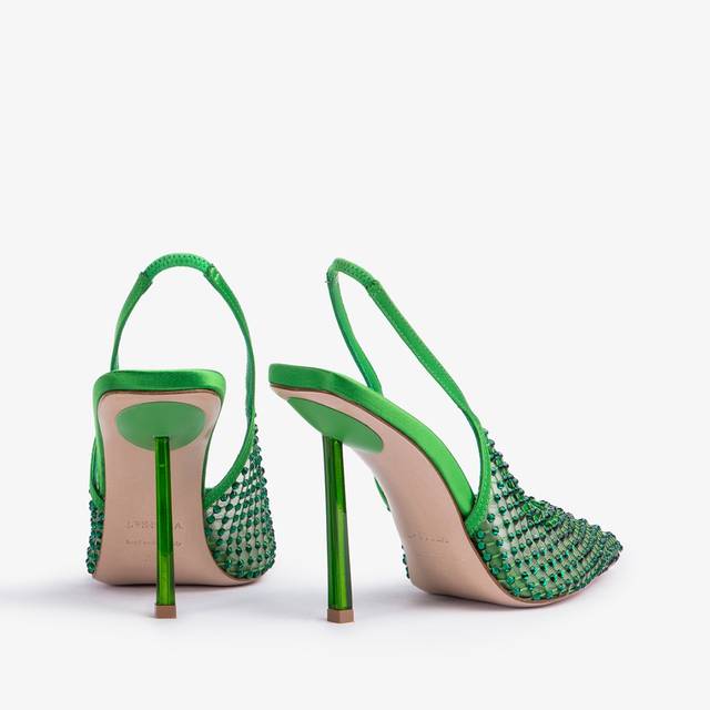 Le Silla Slingback gioiello rete verde emerald Promozione temporanea