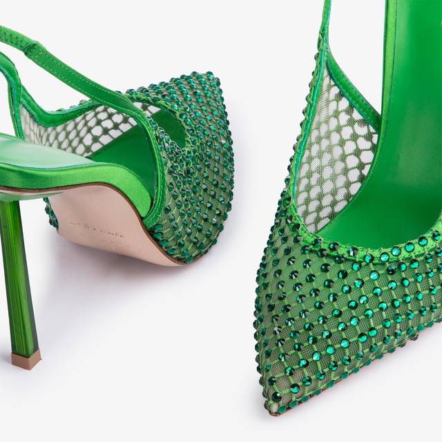 Le Silla Slingback gioiello rete verde emerald Promozione temporanea