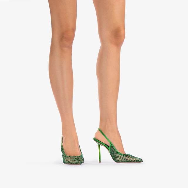 Le Silla Slingback gioiello rete verde emerald Promozione temporanea