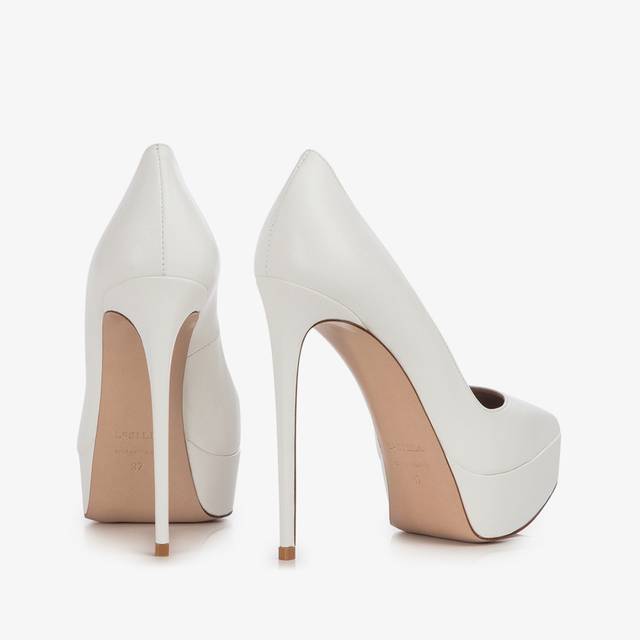 Le Silla Décolleté con plateau pelle bianca carta Fino al 65% di sconto