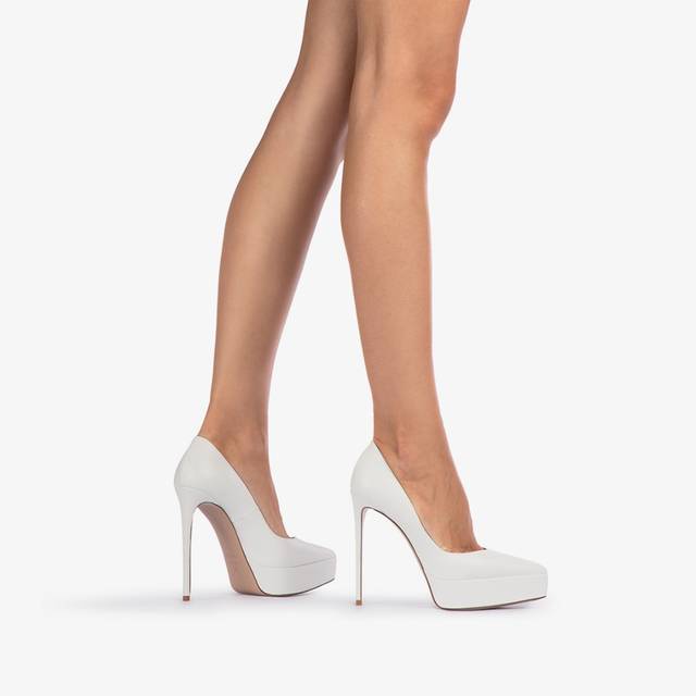 Le Silla Décolleté con plateau pelle bianca carta Fino al 65% di sconto