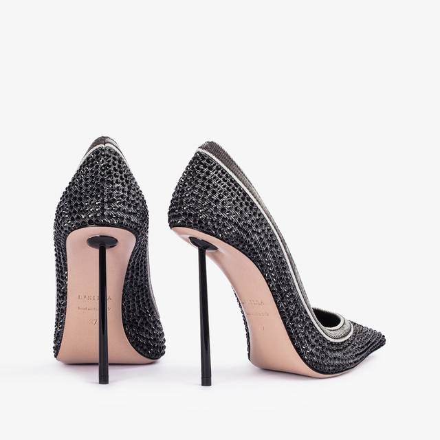 Le Silla Décolleté gioiello denim nera e Cristalli Black Friday Prezzi