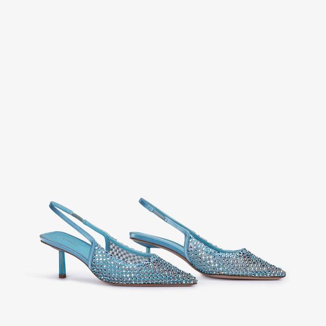 Le Silla Slingback gioiello rete azzurro cielo e Cristalli Duty-free