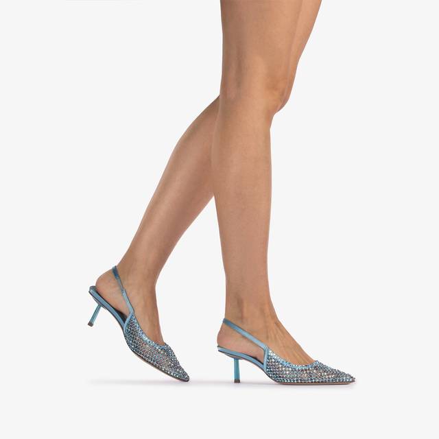 Le Silla Slingback gioiello rete azzurro cielo e Cristalli Duty-free
