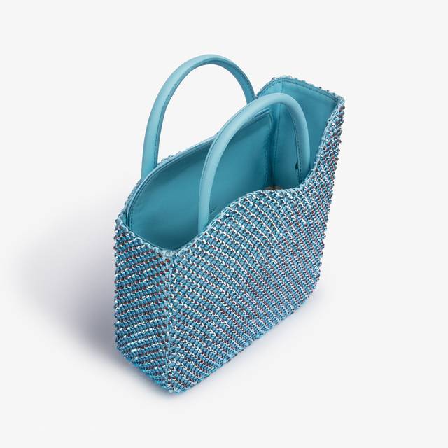 Le Silla Small bag raso azzurro cielo con Cristalli 50% di sconto per tempo limitato