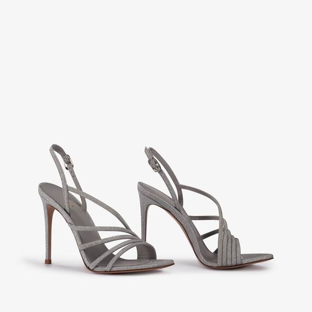 Le Silla Sandalo tessuto glitterato argento Acquista Ora