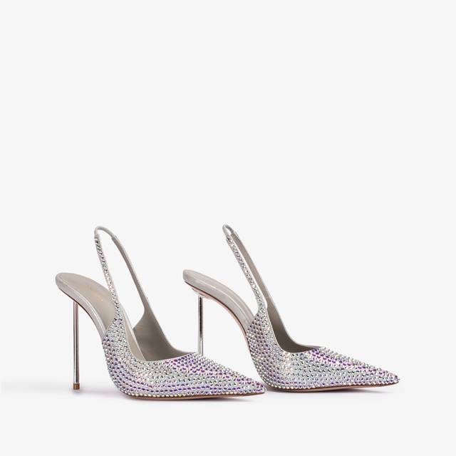 Le Silla Slingback cristalli argento eclissi Consegna Veloce