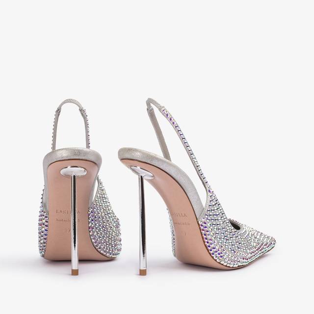 Le Silla Slingback cristalli argento eclissi Consegna Veloce