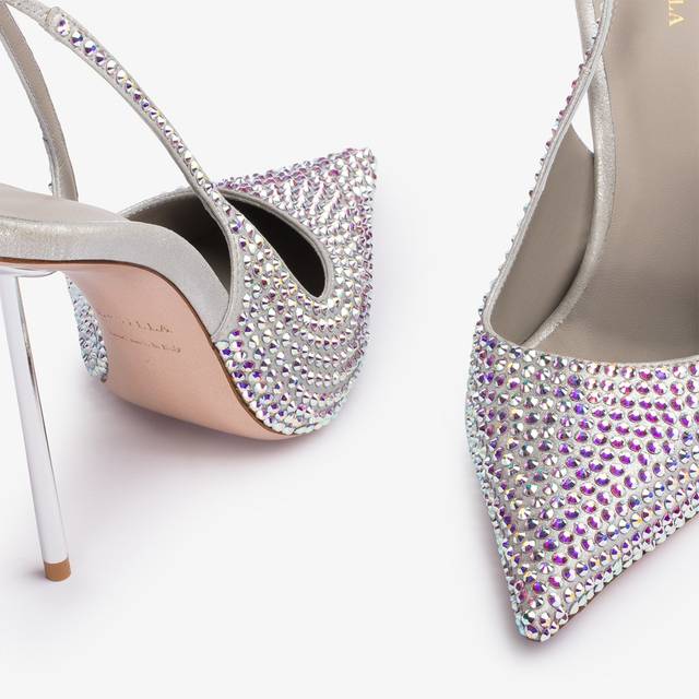 Le Silla Slingback cristalli argento eclissi Consegna Veloce