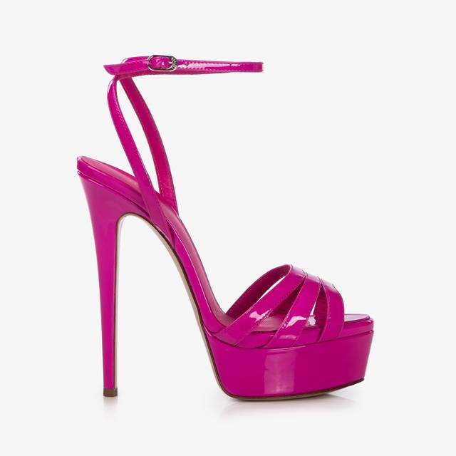 Le Silla Sandalo con plateau vernice fucsia bouganville Sottocosto
