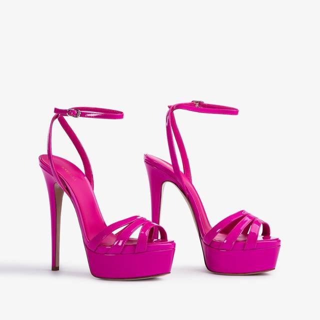 Le Silla Sandalo con plateau vernice fucsia bouganville Sottocosto