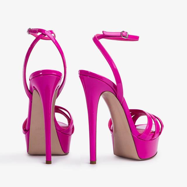 Le Silla Sandalo con plateau vernice fucsia bouganville Sottocosto
