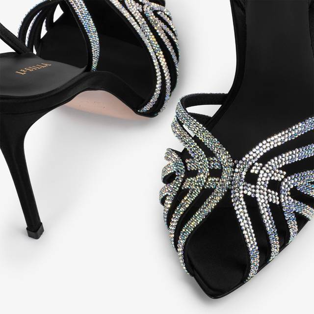 Le Silla Sandalo raso nero e Cristalli Sconto