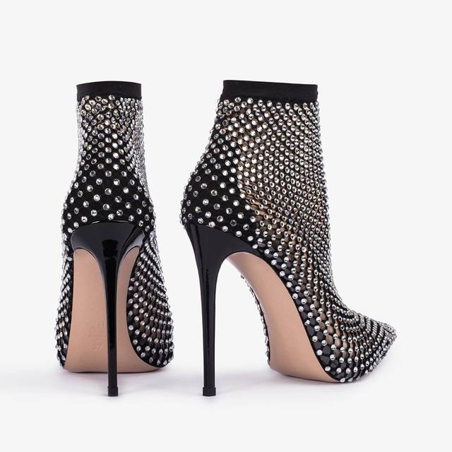 Le Silla Stivaletto calza nera e Cristalli argento Moda