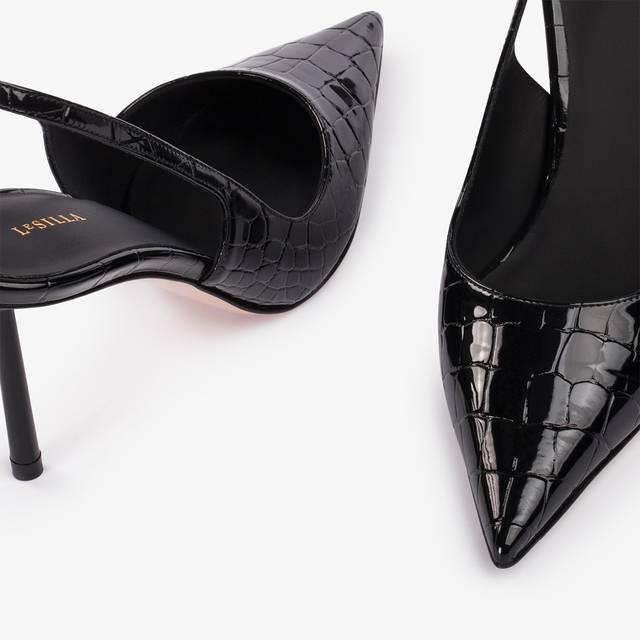 Le Silla Slingback stampa cocco nera Comprare a buon mercato