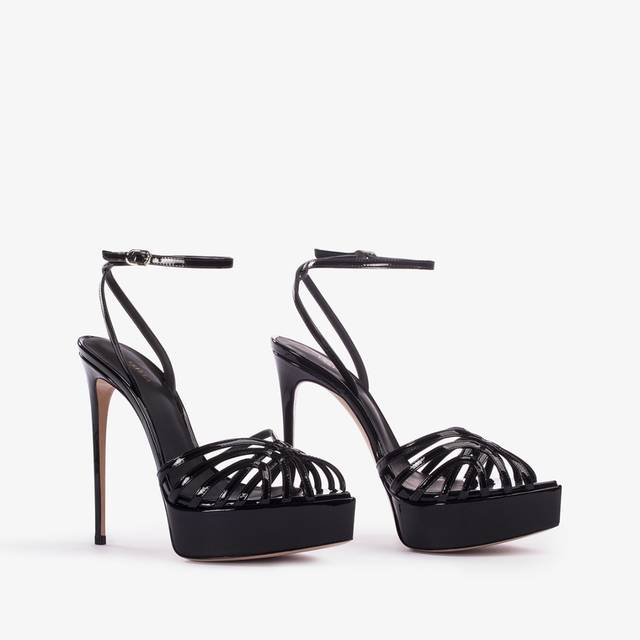 Le Silla Sandalo con plateau vernice nero Flash Sale