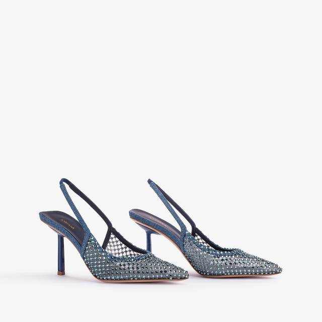 Le Silla Slingback gioiello rete denim blu Offerta Pasqua