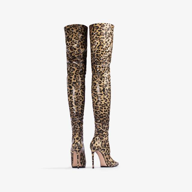 Le Silla Stivale sopra al ginocchio vinile stampa leopardata Offerte stagionali