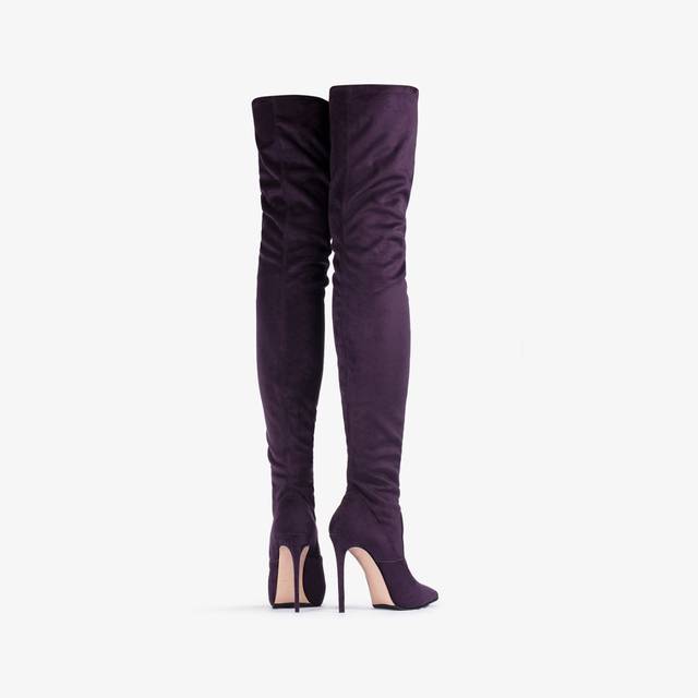 Le Silla Stivale sopra al ginocchio camoscio vegan stretch viola kamala Liquidazione