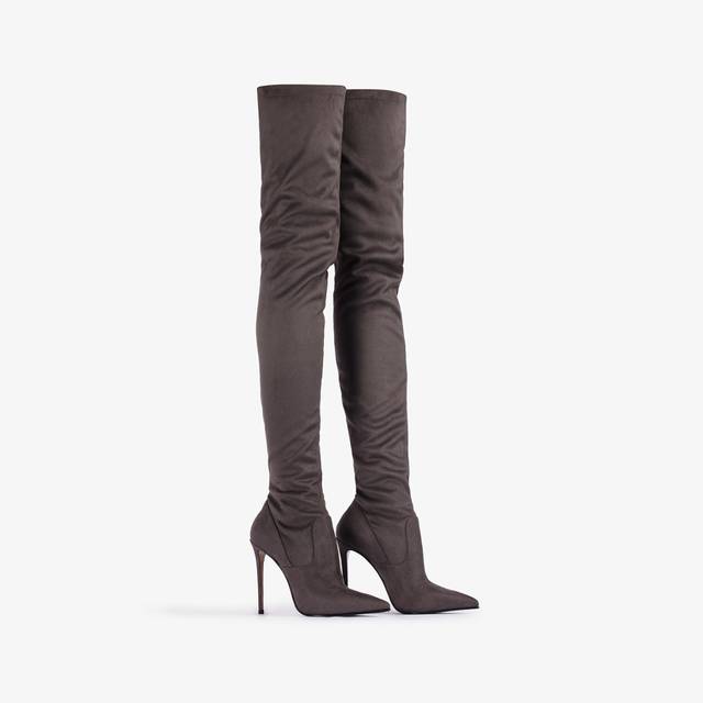 Le Silla Stivale sopra al ginocchio camoscio vegan stretch grigio urban Offerte giornaliere