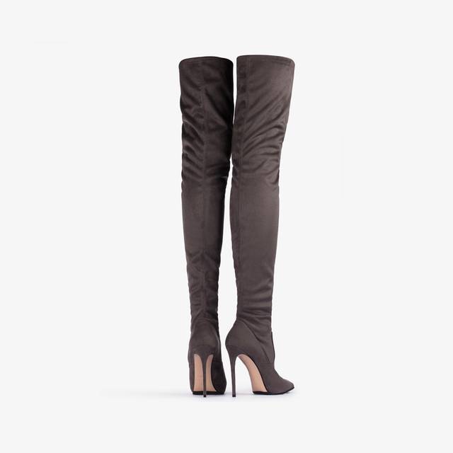 Le Silla Stivale sopra al ginocchio camoscio vegan stretch grigio urban Offerte giornaliere