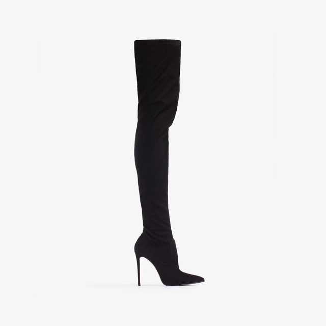 Le Silla Stivale sopra al ginocchio camoscio vegan stretch nero Offerte speciali