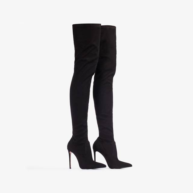 Le Silla Stivale sopra al ginocchio camoscio vegan stretch nero Offerte speciali