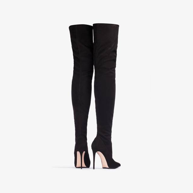 Le Silla Stivale sopra al ginocchio camoscio vegan stretch nero Offerte speciali