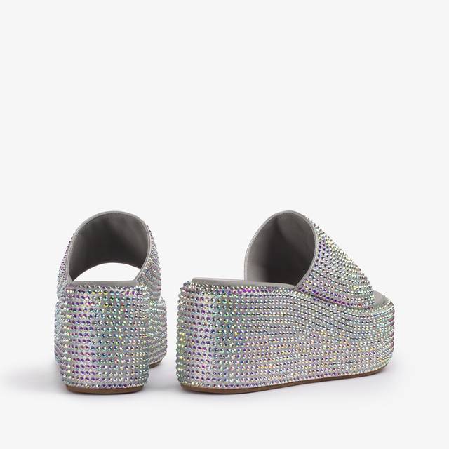 Le Silla Sandalo zeppa cristalli argento Offerta settimanale