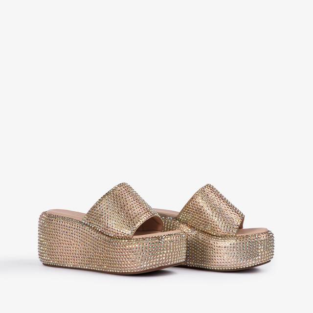Le Silla Sandalo zeppa cristalli nude phard Ritorno libero