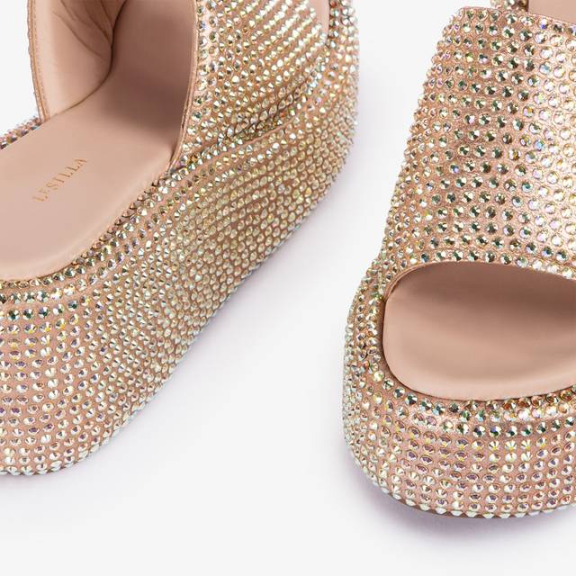 Le Silla Sandalo zeppa cristalli nude phard Ritorno libero