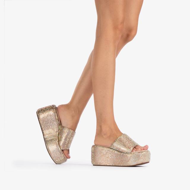 Le Silla Sandalo zeppa cristalli nude phard Ritorno libero