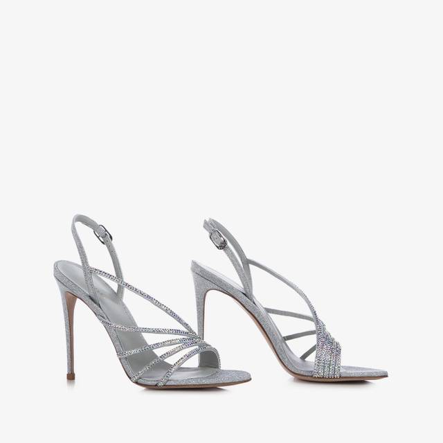 Le Silla Sandalo gioiello Cristalli e tessuto glitterato argento Offerta speciale della fabbrica