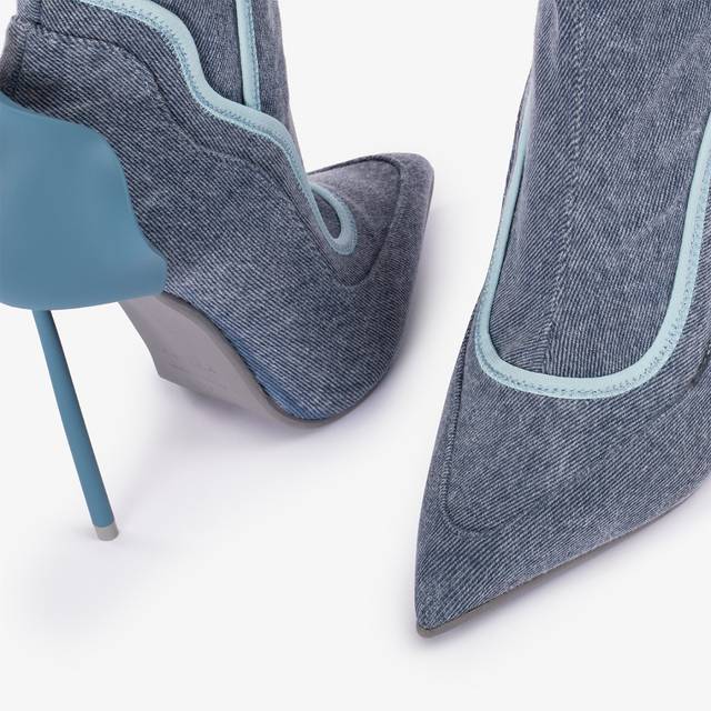 Le Silla Stivaletto denim stretch blu con Cristalli argento Sostegno trimestrale