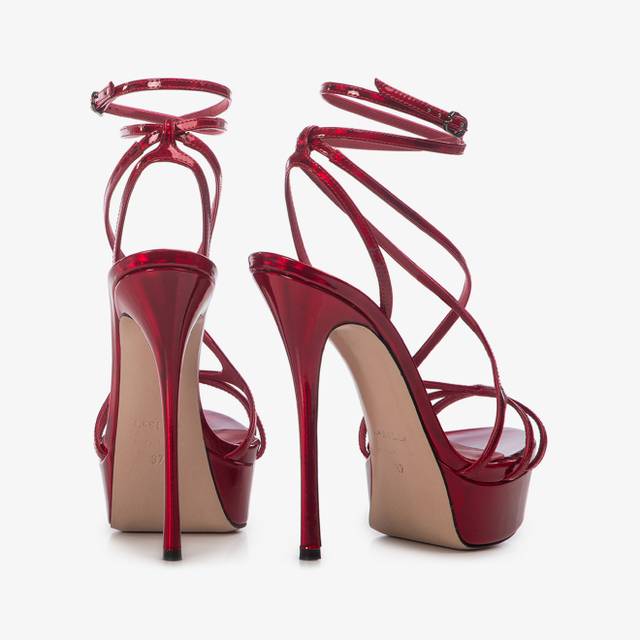 Le Silla Sandalo con plateau iridescente rosso rebel Super sconto