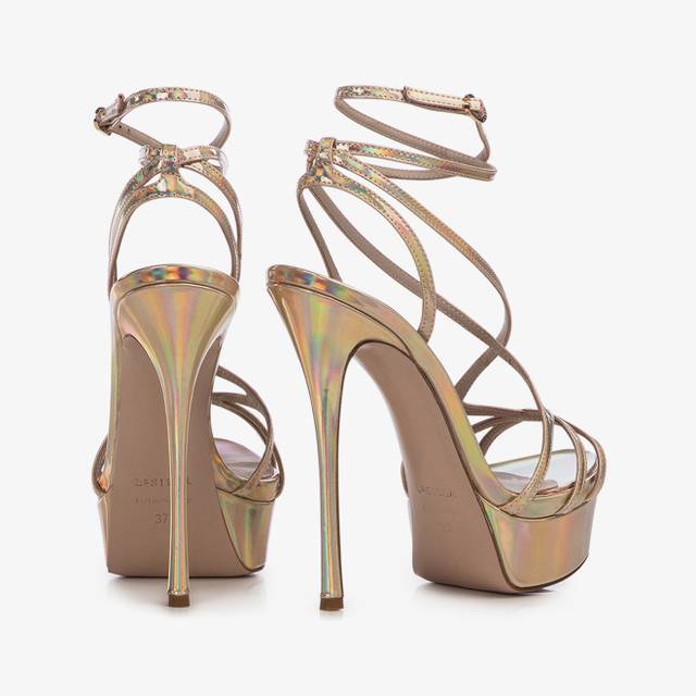 Le Silla Sandalo con plateau iridescente nude Enormi sconti