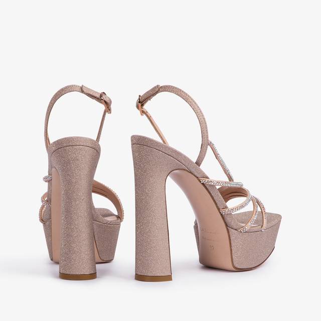 Le Silla Sandalo con plateau tessuto glitterato nude skin Trasporto libero internazionale