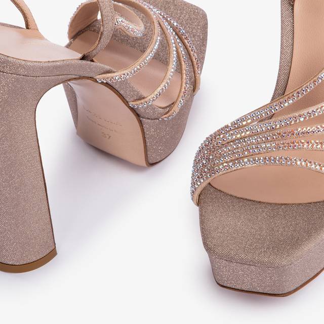 Le Silla Sandalo con plateau tessuto glitterato nude skin Trasporto libero internazionale