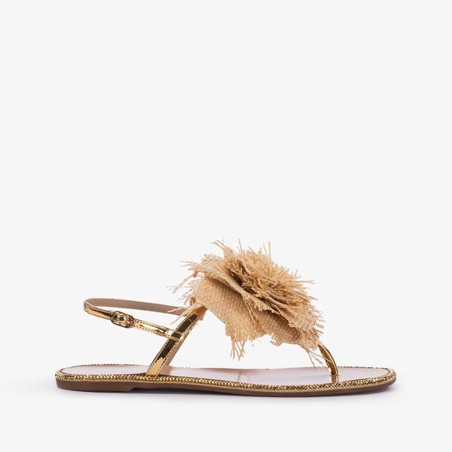 Le Silla Sandalo rafia beige naturale con rosa Esporta salva