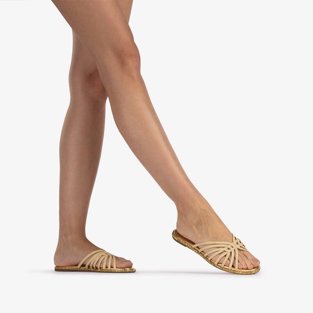 Le Silla Sandalo rafia beige naturale con Cristalli oro Black Friday Prezzi