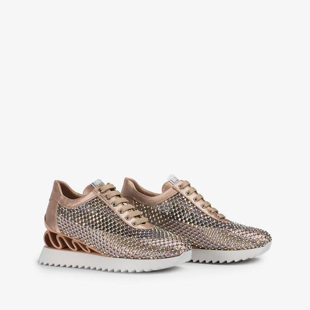 Le Silla Sneaker rete nude skin e Cristalli In Linea
