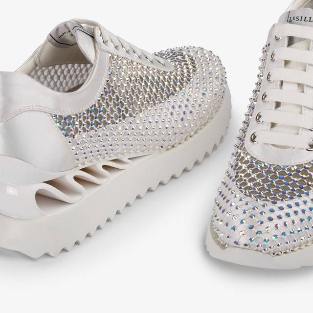 Le Silla Sneaker rete bianca carta e Cristalli Nuovo